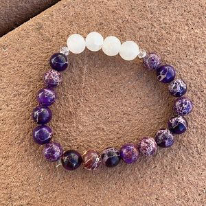 Purple Jasper White Agate Swarovski Crystal
